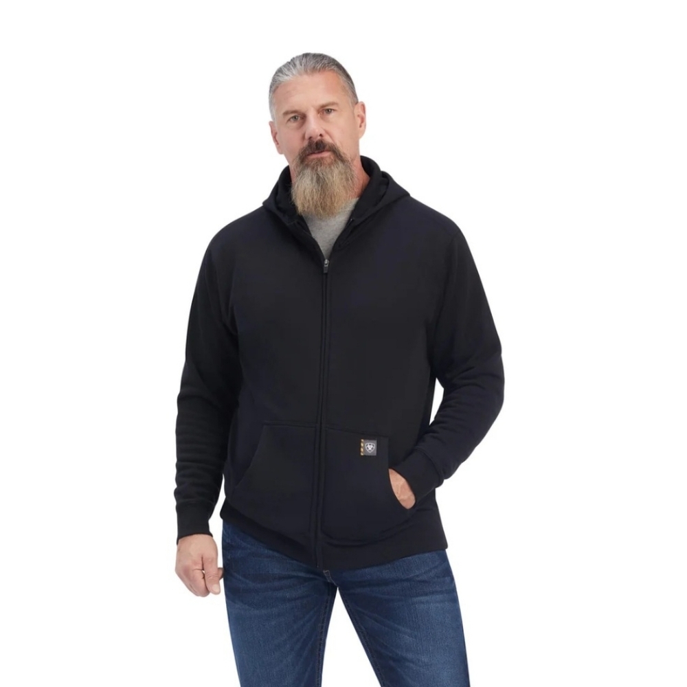 New Ariat Rebar Workwear Reflective Flag Full Zip Hoodie Mens Sz Small Black - Picture 2 of 9